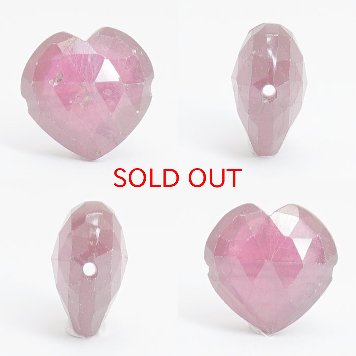 画像2: 天然石 ハート型ビーズ ルビー 8.17ct ミャンマー産 【一点もの・一粒売り】 横穴貫通 穴あき 天然石 パワーストーン カラーストーン (2)
