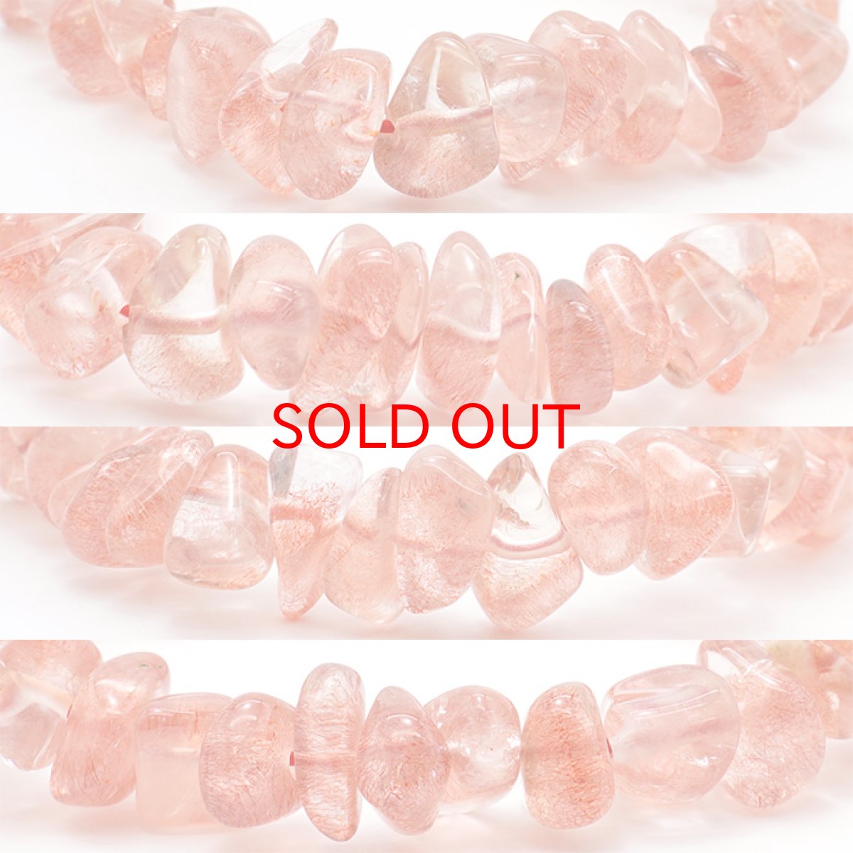 画像2: ストロベリークォーツ さざれブレスレット ロシア産 【一点物】 天然石 パワーストーン カラーストーン (2)