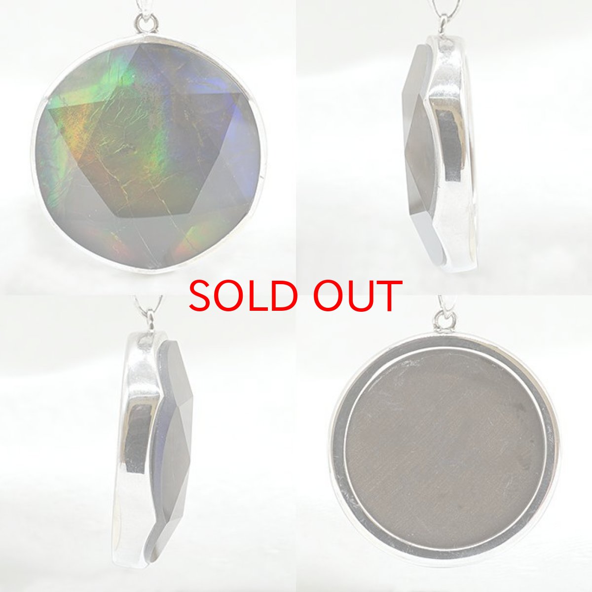 画像2: アンモライト ペンダントトップ SV925 ドロップ ラウンド 約9.98g カナダ産 一点物  アンモナイト 化石 希少石 お守り 天然石 パワーストーン カラーストーン (2)