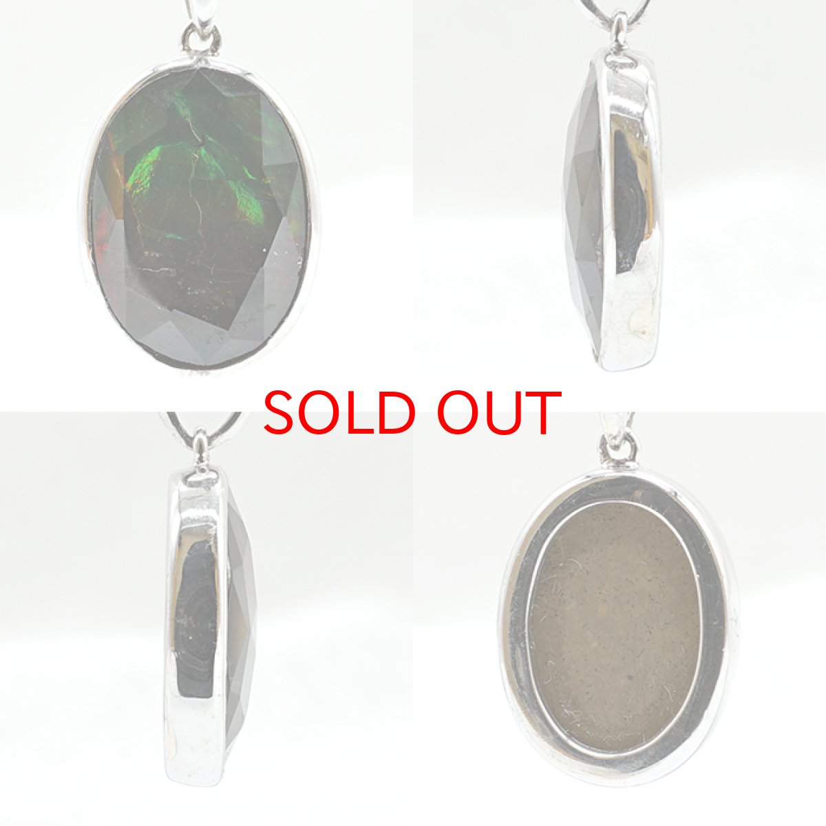 画像2: アンモライト ペンダントトップ SV925 オーバル シルバー 約1.95g カナダ産 一点物  アンモナイト 化石 希少石 お守り 天然石 パワーストーン カラーストーン (2)