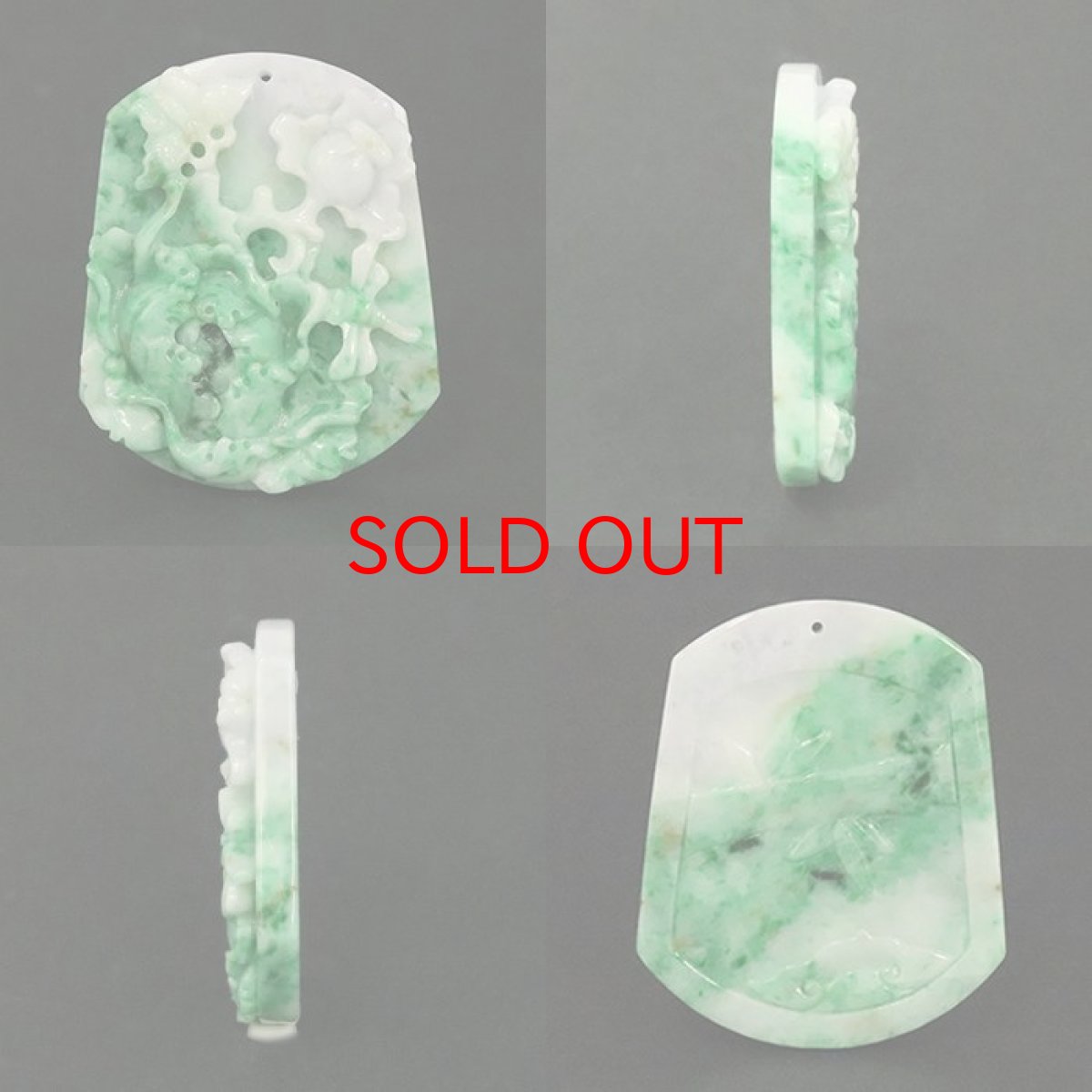 画像2: 【BLACK FRIDAY対象】 ミャンマー翡翠 蛾 蜻蛉 蓮 彫り物 プレート 【 一点もの 】 ひすい 翡翠 お守り 天然石 パワーストーン (2)