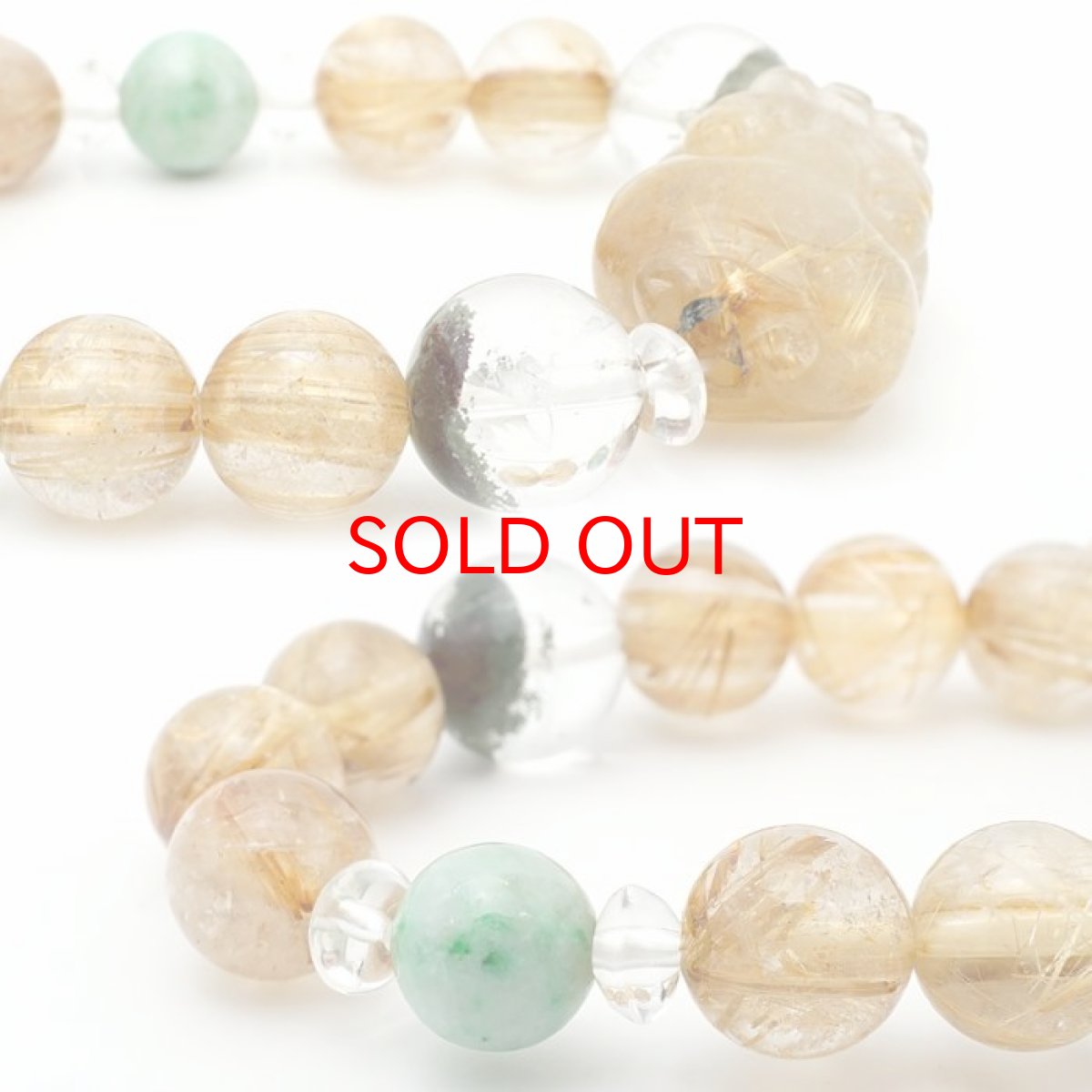 画像3: ルチルクォーツ 貔貅 ヒキュウ デザインブレスレット 【一点物】 メンズ 男性用 ルチル 金針水晶 金運 天然石 彫り物 パワーストーン カラーストーン (3)