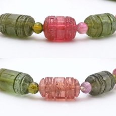 画像2: マルチトルマリン マニグルマ ブレスレット  6×12mm ブラジル産 【 一点物 】Multi tourmaline 天然石 パワーストーン カラーストーン (2)