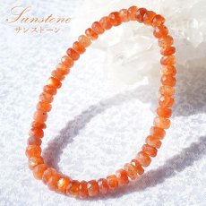 画像1: サンストーン ブレスレット タイヤカット 3×6mm インド産 【 一点物 】Sunstone 天然石 パワーストーン カラーストーン (1)