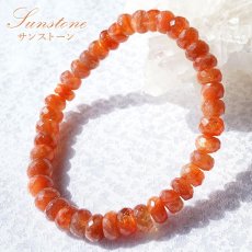 画像1: サンストーン ブレスレット タイヤカット 4×7mm インド産 【 一点物 】Sunstone 天然石 パワーストーン カラーストーン (1)