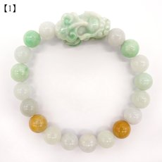 画像2: 【 一点物 】 本翡翠 ヒキュウ ブレスレット 10mm ミャンマー産 Jade Jadeite ひすい ひきゅう 貔貅 天然石 パワーストーン カラーストーン (2)