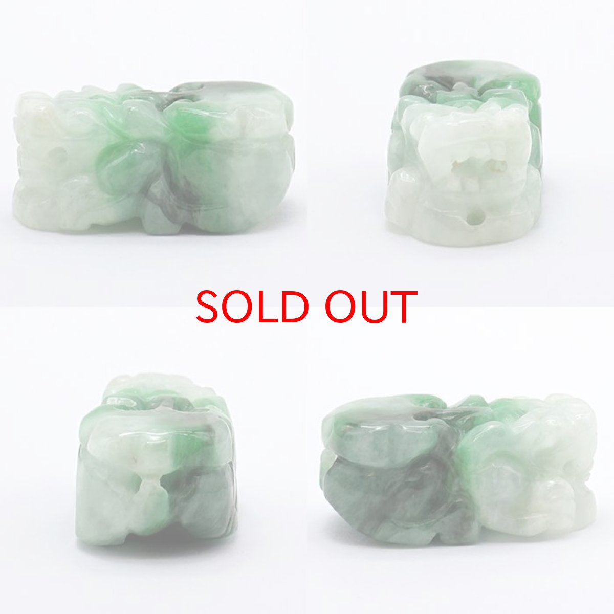 画像2: 【一点もの】 ダークグリーン本翡翠 ヒキュウ 彫り物 ミャンマー産 Jade Jadeite  ひすい ヒスイ 貔貅 ひきゅう 手彫り カラーストーン 天然石 (2)