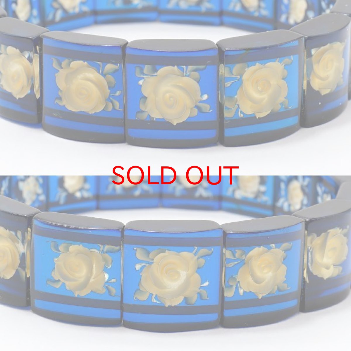 画像2: サファイアブルーアンバー バラ バングル ブレスレット バルト海産 【一点物】 琥珀 Amber アンバー 天然石 パワーストーン カラーストーン (2)