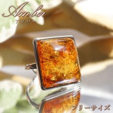 画像1: 天然アンバー リング SV925 バルト海産 【一点物】 琥珀 Amber アンバー 指輪 天然石 パワーストーン カラーストーン (1)