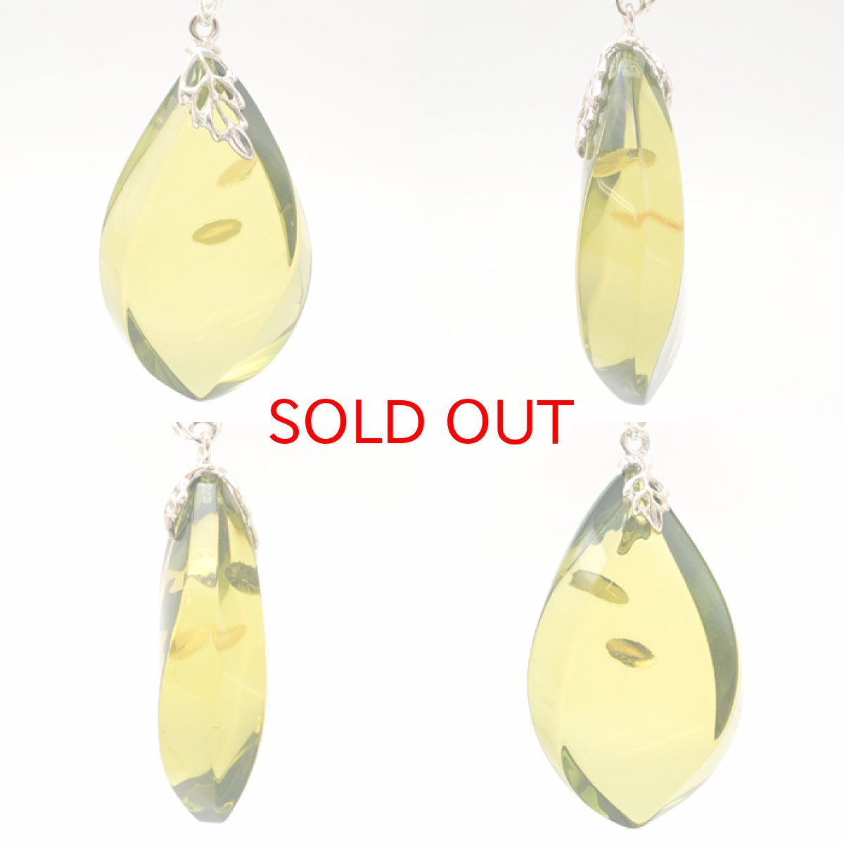 画像2: グリーンアンバー ペンダントトップ SV925 バルト海産 【一点物】 琥珀 Amber アンバー 天然石 パワーストーン カラーストーン (2)