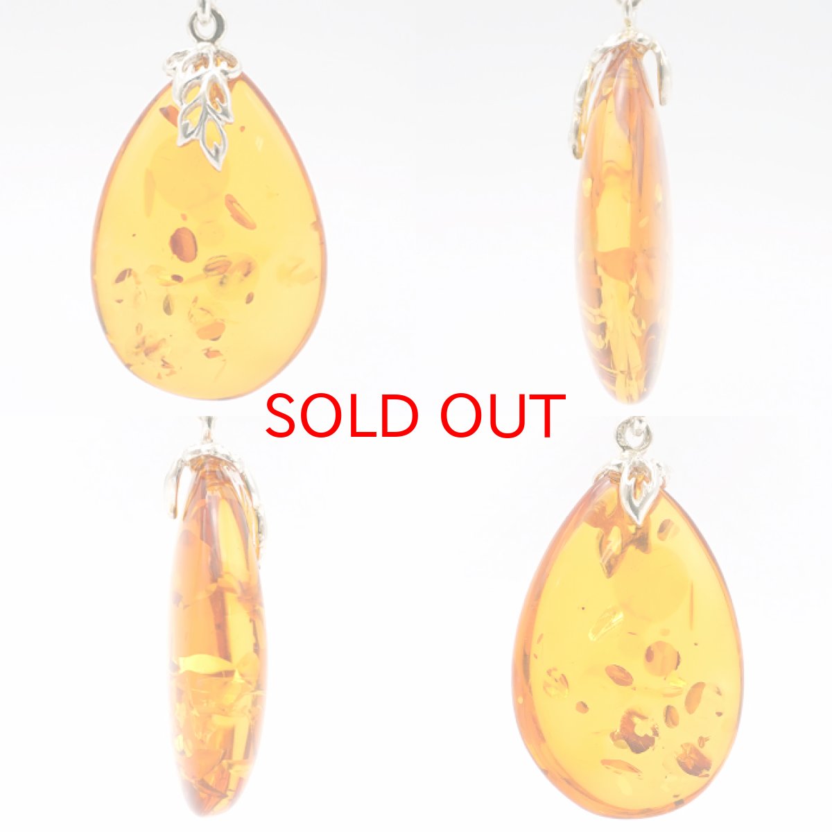 画像2: 天然アンバー ペンダントトップ SV925 バルト海産 グリッター入り 【一点物】 琥珀 Amber アンバー 天然石 パワーストーン カラーストーン (2)