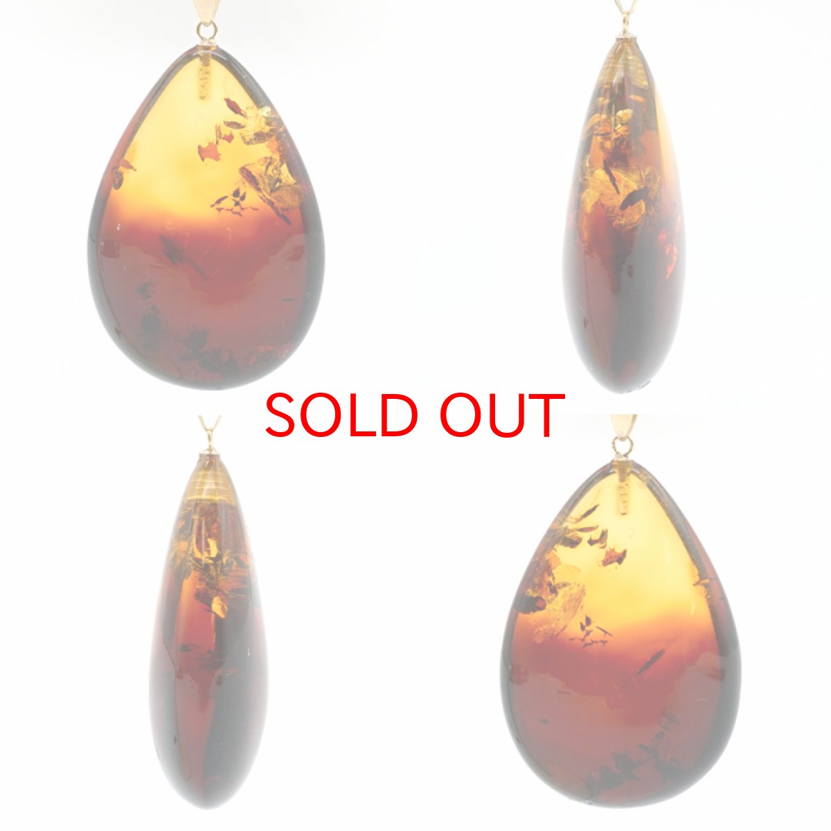 画像2: 天然アンバー ペンダントトップ K18 リトアニア産 ドロップ 【一点物】 琥珀 Amber アンバー 天然石 パワーストーン カラーストーン (2)