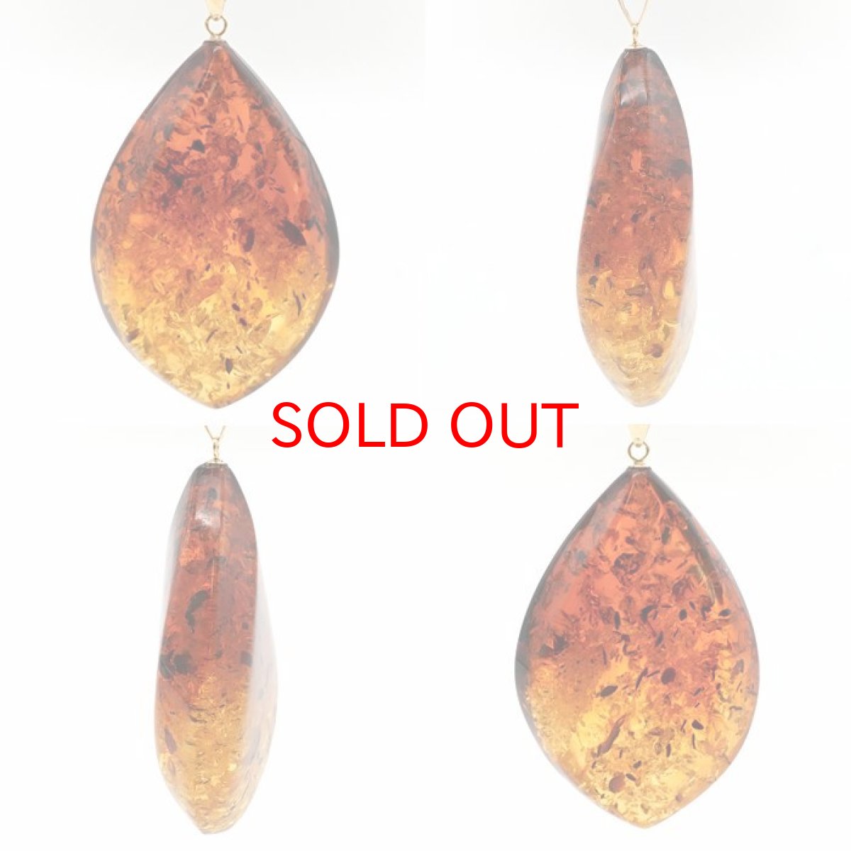 画像2: 天然アンバー ペンダントトップ K18 リトアニア産 ドロップ 【一点物】 琥珀 Amber アンバー 天然石 パワーストーン カラーストーン (2)