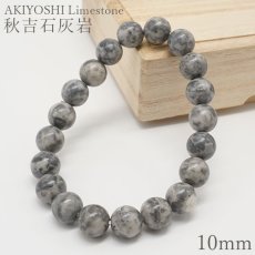 画像1: 秋吉石灰岩 模様あり ブレスレット 10mm 日本銘石 AKIYOSHI Limestone 山口県 鉱物 天然石 パワーストーン カラーストーン (1)