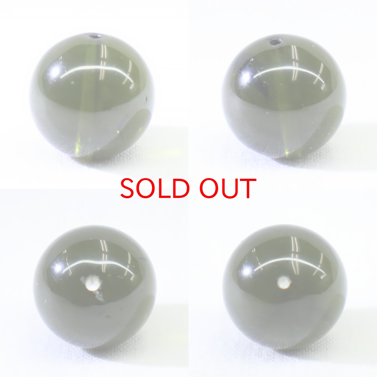 画像2: モルダバイト 約12mm バラ石 ビーズ チェコ産 【一点物】 Moldavite 天然ガラス モルダヴ石 隕石 パワーストーン カラーストーン (2)