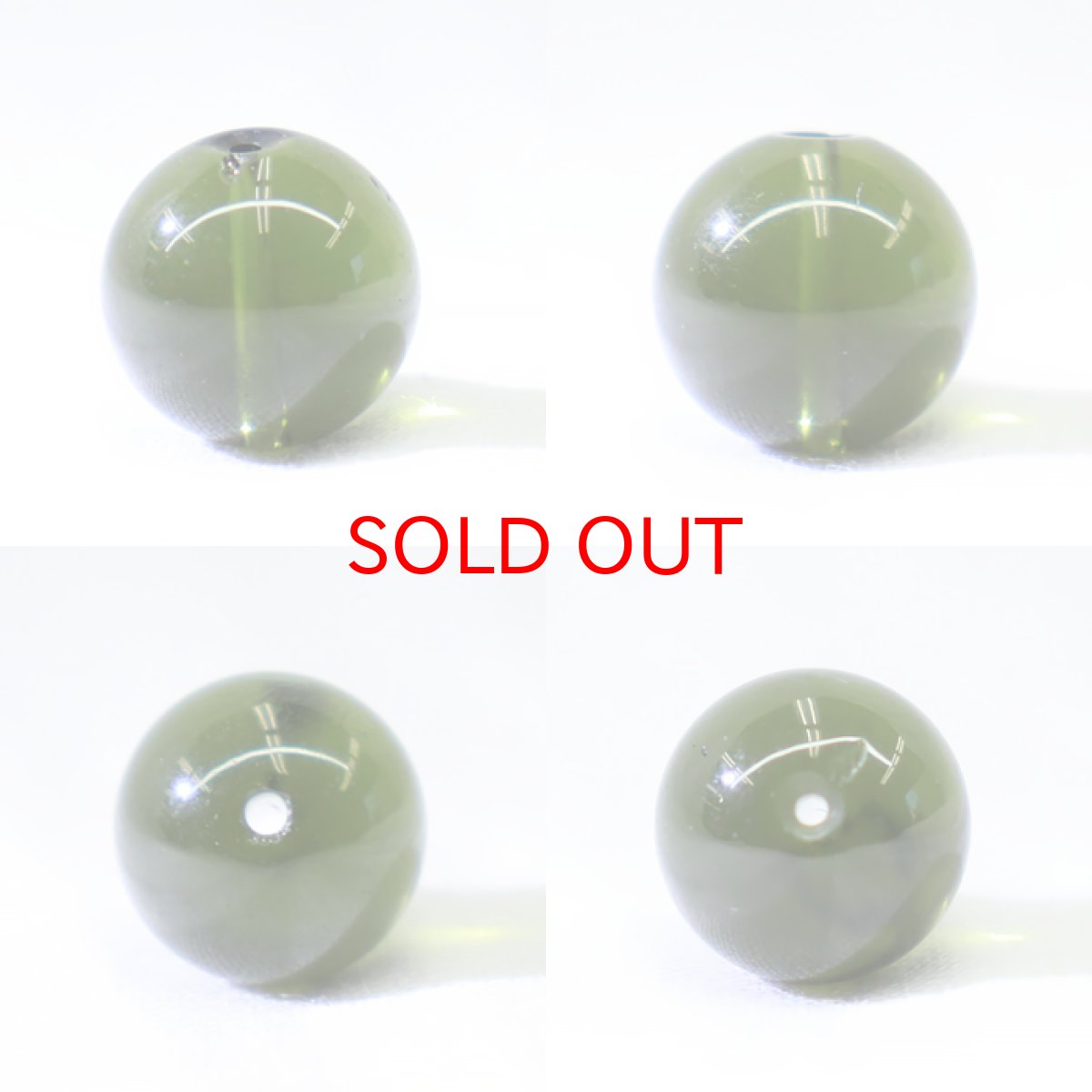 画像2: 【SALE 20%OFF】 モルダバイト 約11mm バラ石 ビーズ チェコ産 【一点物】 Moldavite 天然ガラス モルダヴ石 隕石 パワーストーン カラーストーン (2)