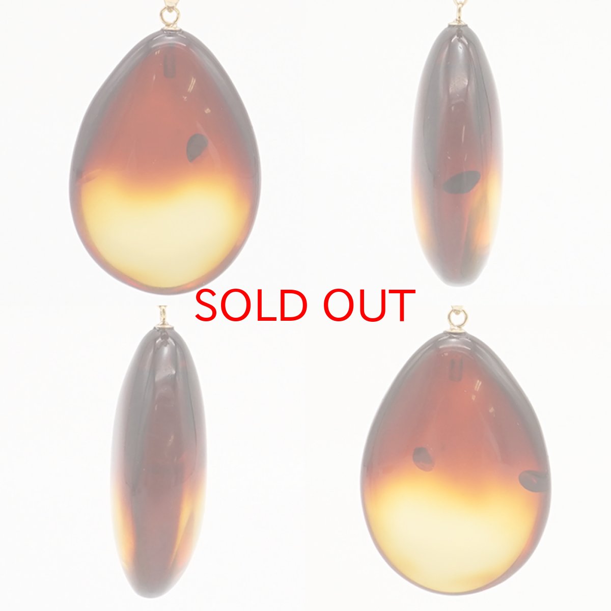 画像2: 【20%OFFセール】 天然アンバー ペンダントトップ K18 リトアニア産 ドロップ 【一点物】 琥珀 Amber アンバー 天然石 パワーストーン カラーストーン (2)