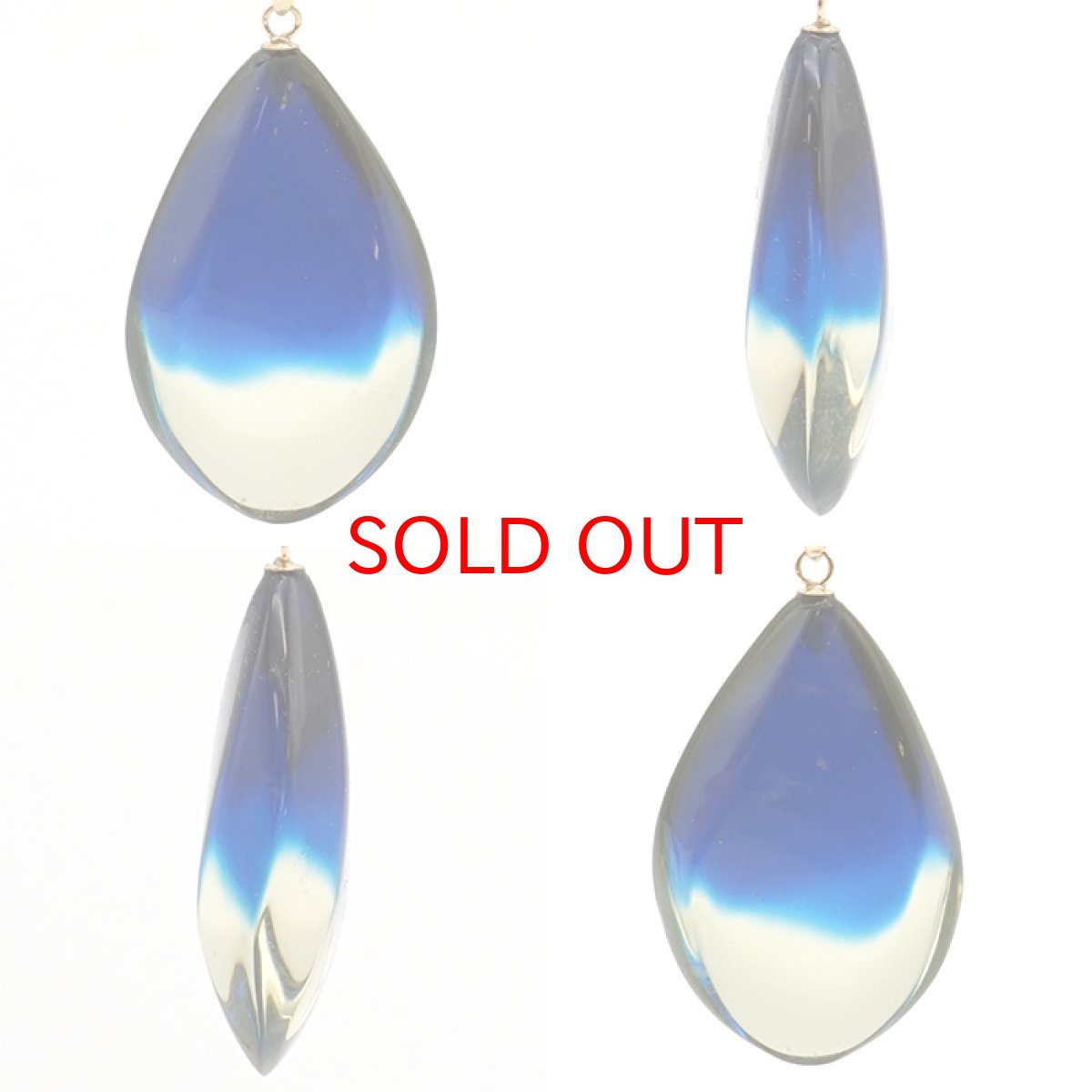 画像2: サファイアブルーアンバー ペンダントトップ K18 リトアニア産 【一点物】 琥珀 Amber アンバー 天然石 パワーストーン カラーストーン (2)