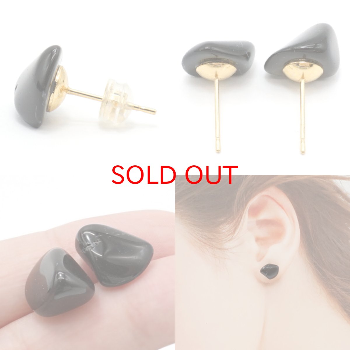 画像4: 和田峠 黒曜石 原石 ピアス 長野県産 日本製 突刺し型 オブシディアン ステンレス製 【一点もの】 火山岩 天然石 パワーストーン カラーストーン (4)