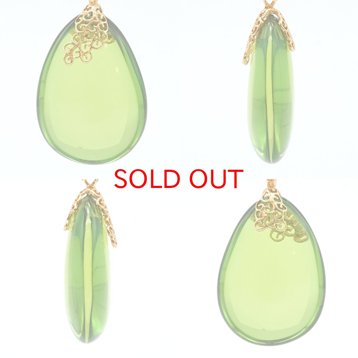 画像2: グリーンアンバー ペンダントトップ リトアニア産 【一点物】ゴールド 琥珀 Amber アンバー 天然石 パワーストーン カラーストーン (2)