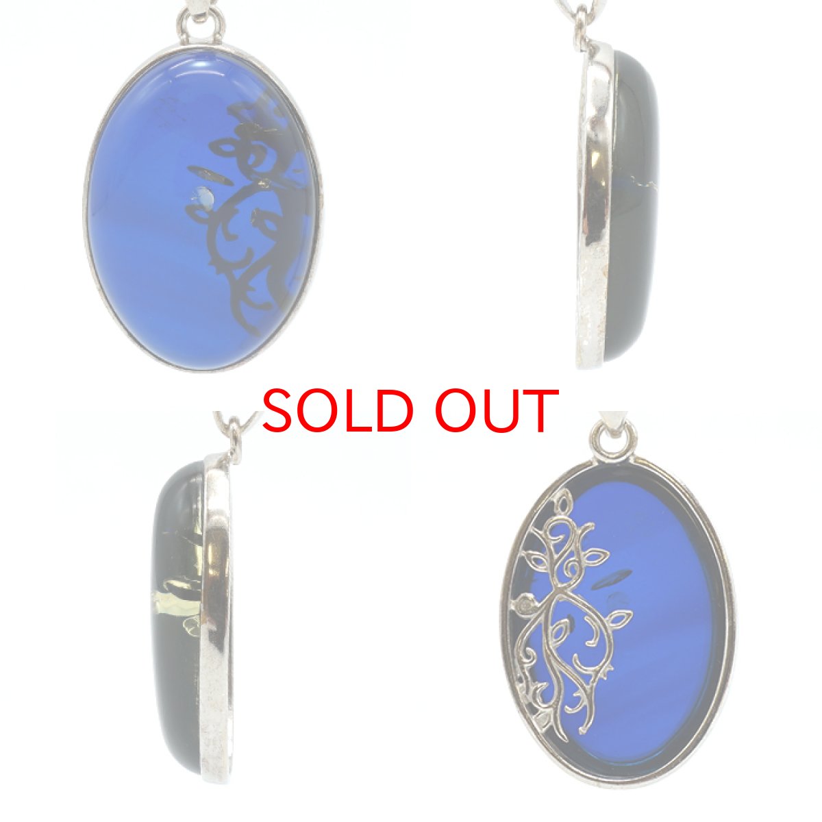 画像2: サファイアブルーアンバー ペンダントトップ リトアニア産 【一点物】シルバー 琥珀 Amber アンバー 天然石 パワーストーン カラーストーン (2)