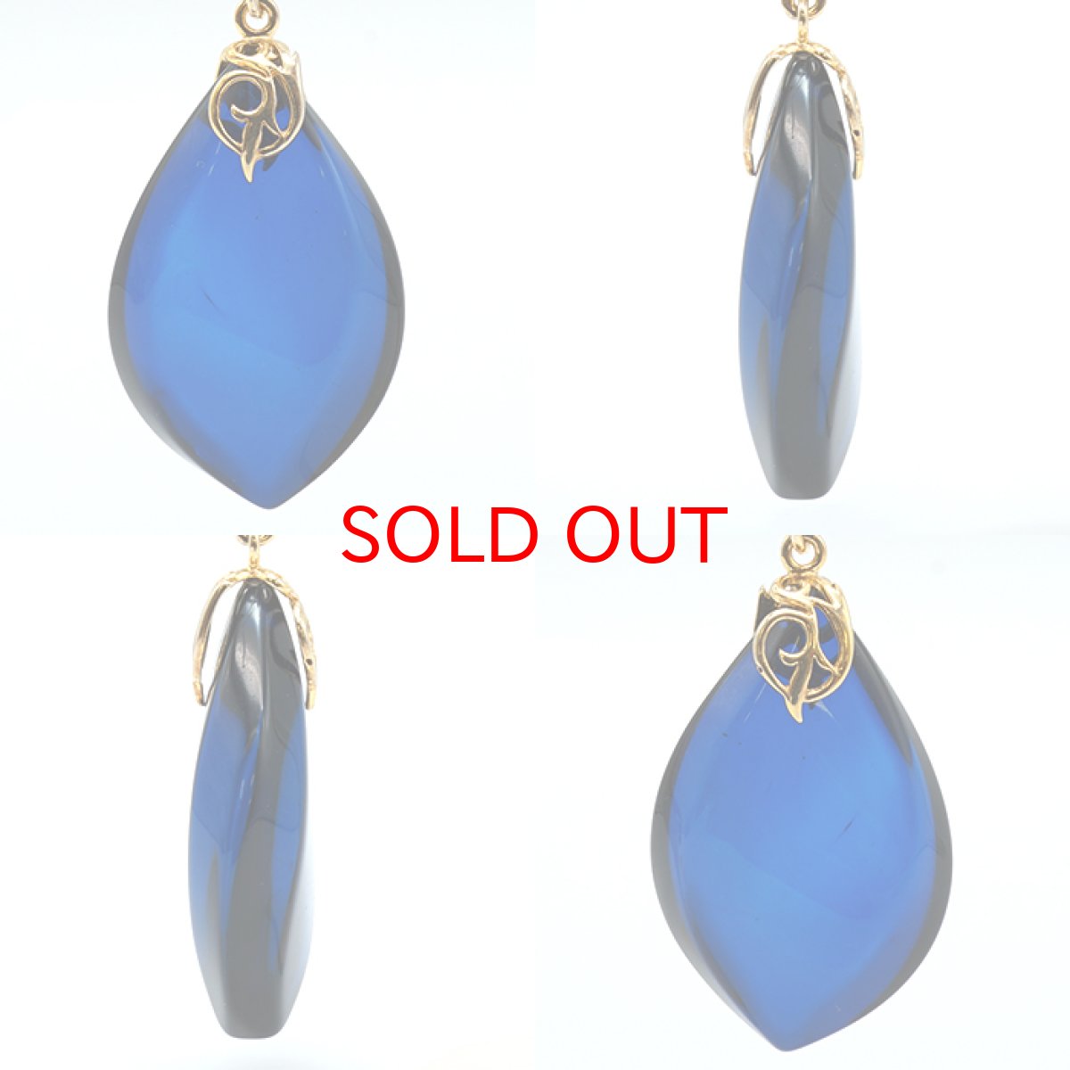 画像2: サファイアブルーアンバー ペンダントトップ SV925 リトアニア産 【一点物】ゴールド 琥珀 Amber アンバー 天然石 パワーストーン カラーストーン (2)