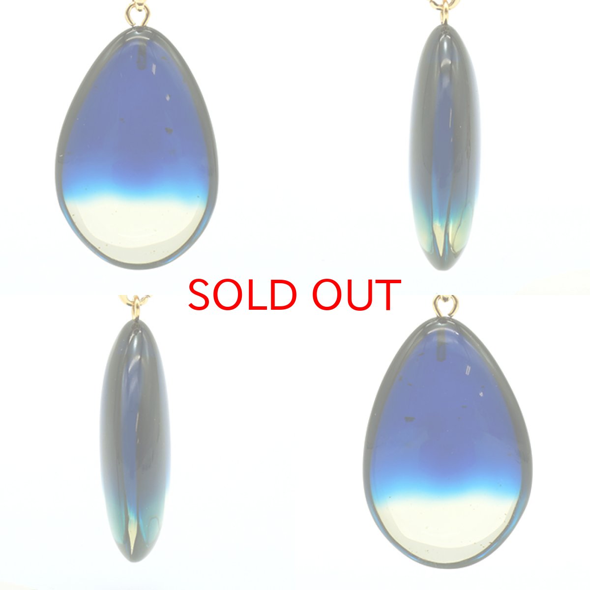 画像2: サファイアブルーアンバー ペンダントトップ リトアニア産 ゴールド 琥珀 Amber アンバー 天然石 パワーストーン カラーストーン (2)