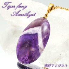 画像1: 虎牙アメジスト ペンダントトップ 南アフリカ産 【一点物】 amethyst ステンレス ゴールド 2月誕生石 紫水晶 紫石英 浄化 天然石 パワーストーン カラーストーン (1)
