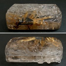 画像3: 【セール対象！25％OFF】 ヘマタイトインルチルクォーツ 龍上観音 彫り物 ブラジル産 【一点もの】 Rutile quartz 彫刻 ルチル 黄金針水晶 ヘマタイト 龍 お守り 浄化 天然石 パワーストーン カラーストーン (3)