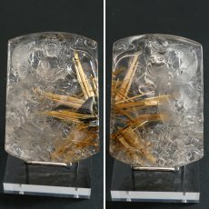 画像2: 【セール対象！25％OFF】 ヘマタイトインルチルクォーツ 龍上観音 彫り物 ブラジル産 【一点もの】 Rutile quartz 彫刻 ルチル 黄金針水晶 ヘマタイト 龍 お守り 浄化 天然石 パワーストーン カラーストーン (2)