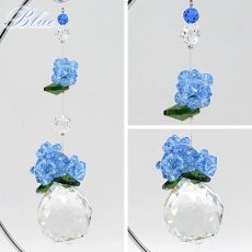 画像4:  あじさいサンキャッチャー ピンク ブルー 台付き ガラス ビーズ オリジナル 飾り物 インテリア 雑貨 窓 太陽光 開運 キラキラ 天然石 パワーストーン カラーストーン  (4)