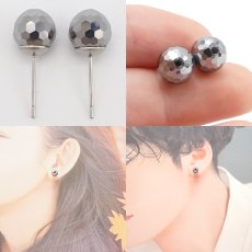 画像2: 【健康ストーン】テラヘルツ ピアス ミラーカット 8mm 日本製 ステンレスピアス シリコンダブルキャッチ 天然石ピアス Terahertz 健康 お守り 浄化 天然石 パワーストーン (2)