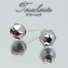 画像1: 【健康ストーン】テラヘルツ ピアス スターカット 日本製 ステンレスピアス シリコンダブルキャッチ 天然石ピアス Terahertz 健康 お守り 浄化 天然石 パワーストーン (1)