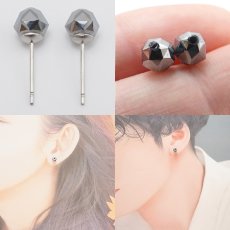 画像2: 【健康ストーン】テラヘルツ ピアス スターカット 日本製 ステンレスピアス シリコンダブルキャッチ 天然石ピアス Terahertz 健康 お守り 浄化 天然石 パワーストーン (2)