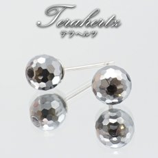 画像1: 【健康ストーン】テラヘルツ ピアス ミラーカット 6mm 日本製 ステンレスピアス シリコンダブルキャッチ 天然石ピアス Terahertz 健康 お守り 浄化 天然石 パワーストーン (1)