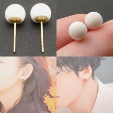 画像2: 【健康ストーン】北投石 ピアス イオンボール 日本製 ステンレスピアス シリコンダブルキャッチ 肩こり 血行促進 天然記念物 ラジウム マイナスイオン 玉川温泉 天然石 パワーストーン (2)