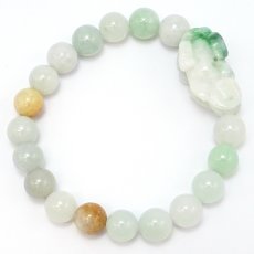 画像3: ミャンマー翡翠 10mm ヒキュウ 彫り物 ブレスレット ミャンマー産 【一点もの】 【証明書付き】 Myanmar Jade 本翡翠 ひすい マルチカラー ミックス 希少石 お守り 天然石 パワーストーン (3)