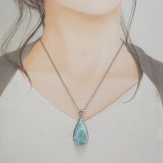 画像3:  ラリマー ペンダントトップ SV925 シルバー ドミニカ産 覆輪【一点もの】Larimar ブルーペクトライト フクリン 天然石 パワーストーン カラーストーン (3)