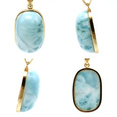 画像2:  ラリマー ペンダントトップ SV925 ゴールド ドミニカ産 覆輪【一点もの】Larimar ブルーペクトライト フクリン 天然石 パワーストーン カラーストーン (2)