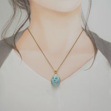 画像5: ラリマー ペンダントトップ SV925 ゴールド シルバー ドミニカ産 覆輪【一点もの】Larimar ブルーペクトライト フクリン 天然石 パワーストーン カラーストーン (5)