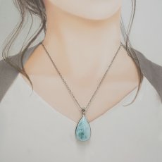 画像3: ラリマー ペンダントトップ SV925 シルバー ドミニカ産 覆輪【一点もの】Larimar ブルーペクトライト フクリン 天然石 パワーストーン カラーストーン (3)