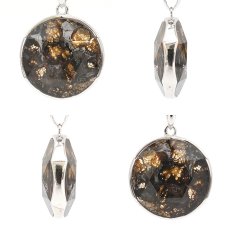 画像2: セリコパラサイト ペンダントトップ 六芒星カット SV925 ケニア産 【一点物】 Serico meteorite Parasite パラサイト 隕石 浄化 天然石 パワーストーン カラーストーン (2)