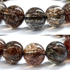 画像2: スーパールチル 13mm ブレスレット ブラジル産 【一点もの】 フォリエーテッドマイカインクォーツ Super rutile マイカ 雲母 鉱物 浄化 お守り パワーストーン 天然石 パワーストーン (2)
