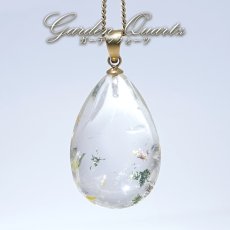 画像1: ガーデンクォーツ ペンダントトップ ドロップ ブラジル産 【 一点物 】 Garden Quaetz ステンレス 日本製 天然石 パワーストーン カラーストーン (1)