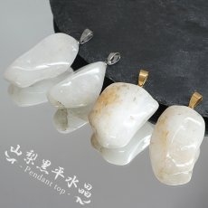 画像1: 黒平白水晶 原石 ペンダントトップ 山梨県産 Kurobera Quartz 日本製 ステンレス 浄化 国産水晶 お守り 浄化 日本銘石 天然石 パワーストーン カラーストーン (1)