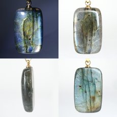 画像2: ゴールデンラブラドライト ペンダントトップ マダガスカル産 【一点もの】ステンレス Labradorite 曹灰長石 長方形 天然石 パワーストーン カラーストーン (2)