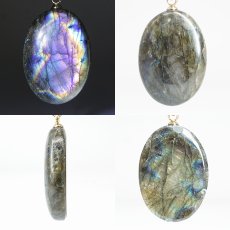 画像2: ゴールデンラブラドライト ペンダントトップ マダガスカル産 【一点もの】ステンレス Labradorite 曹灰長石 楕円形 天然石 パワーストーン カラーストーン (2)