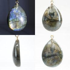 画像2: ゴールデンラブラドライト ペンダントトップ ドロップ マダガスカル産 【一点もの】ステンレス Labradorite 亜灰長石 天然石 パワーストーン カラーストーン (2)