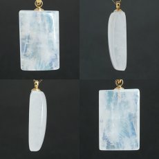画像2: ブルームーンストーン ペンダントトップ 長方形 スリランカ産 【一点もの】ステンレス Blue Moonstone 6月誕生石 天然石 パワーストーン (2)