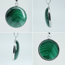 画像2: マラカイト ペンダントトップ SV925 アフリカ産【一点もの】Malachite 丸 覆輪 フクリン 孔雀石 浄化 お守り 天然石 パワーストーン カラーストーン (2)